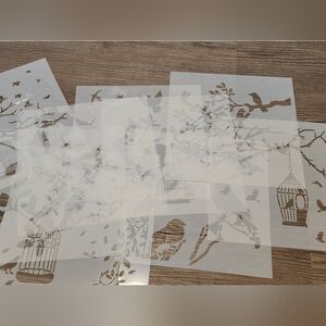 Bird Stencils 9Pc New Crafts  Reusable DIY Templates Wood Walls Fabric Furniture